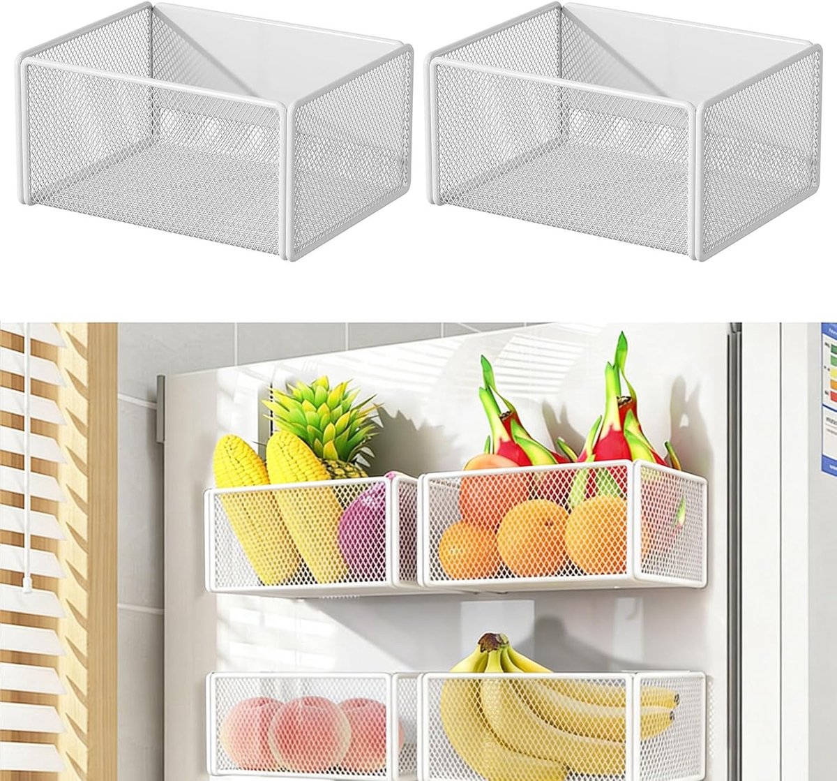Magneetrek Keuken - Keuken Organizer - Koelkast Decoratie - Sterke Magnetische Bevestiging - 157 cm Breed - Wit
