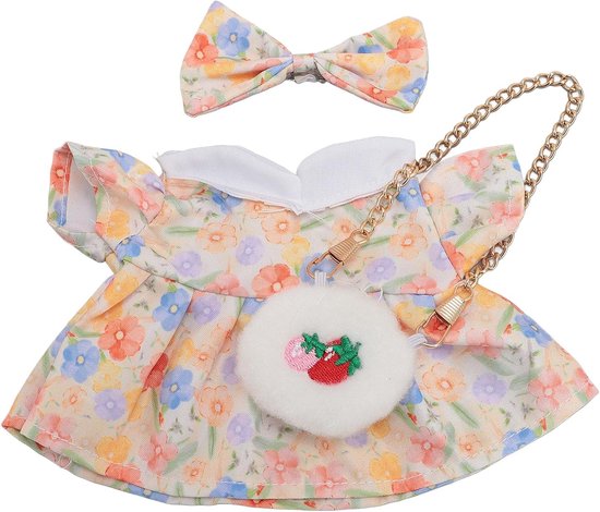 Poppenkleding Set - Pluche Poppen Outfit - Poppen Aankleden - Compleet met Tas - Voor 20 Cm Poppen - Wit Rood — afbeelding 2