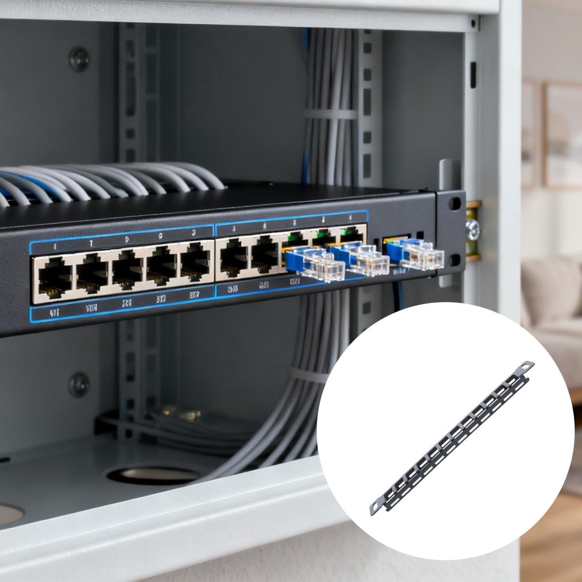 Patchpaneel 12 Poorts - Netwerk Paneel - Serverkast Installatie - Ruimtebesparend 05U Ontwerp - 10 Inch Formaat - Wit