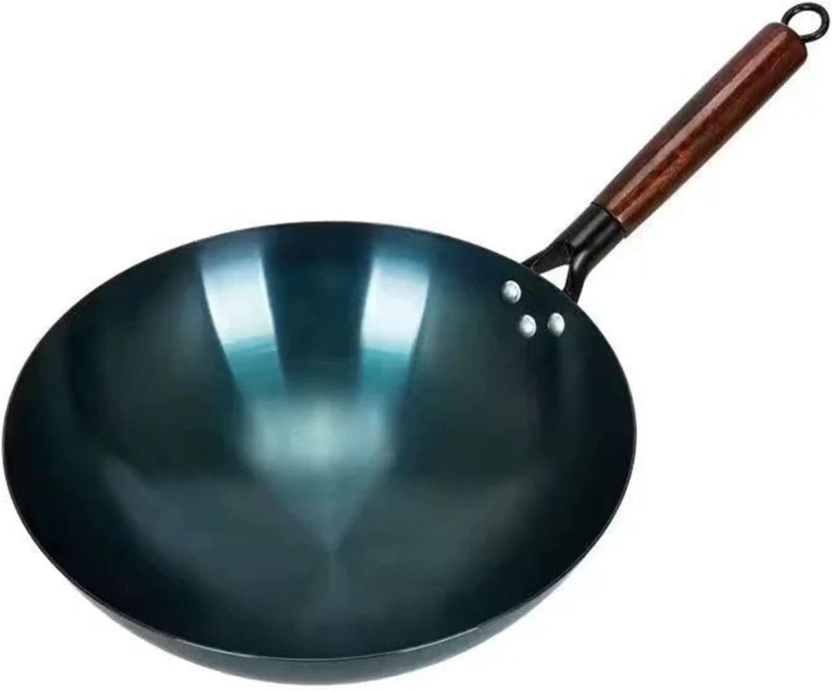 Wokpan Ijzer Roerbakpan Chinees Authentiek Koken Natuurlijke Anti-aanbaklaag 34cm Diameter