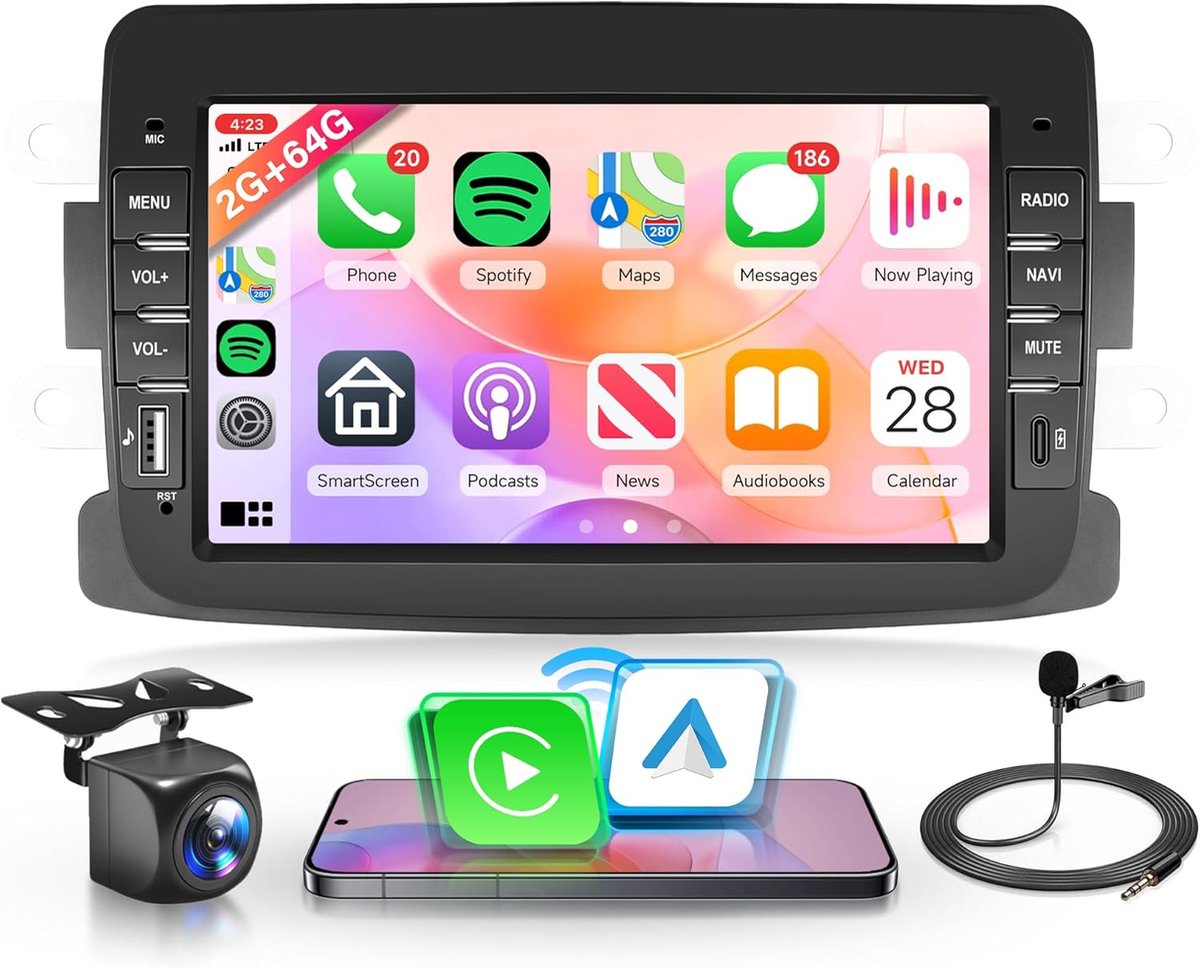 Autoradio - Auto Multimedia - Navigatie Muziek - Draadloze Connectiviteit - 7 inch Scherm