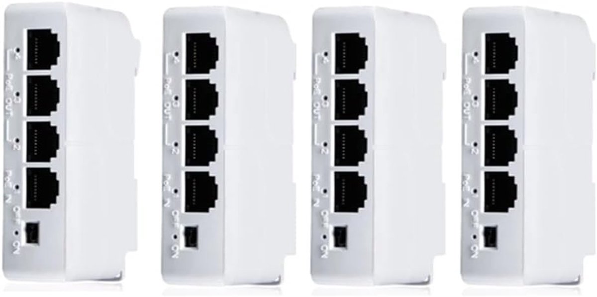 PoE Extender Set - Netwerk Repeater Switch - IP Camera Uitbreiding - 4 Poorten 1 Tot 3 - 100Mbs Transmissie
