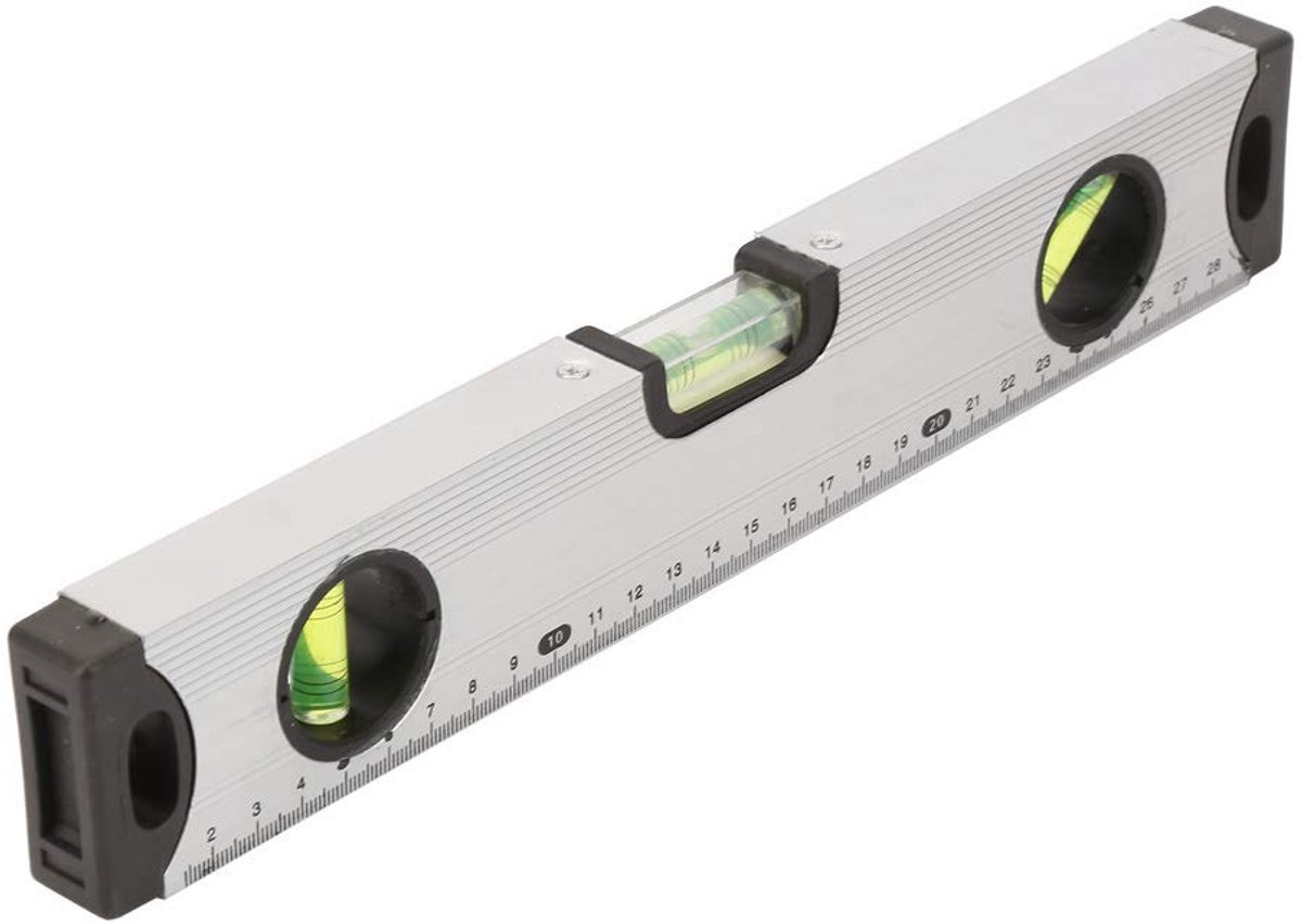 Waterpas Liniaal - Meetinstrument Aluminium - Precisie Meten - Verstevigd Materiaal - 30 Cm