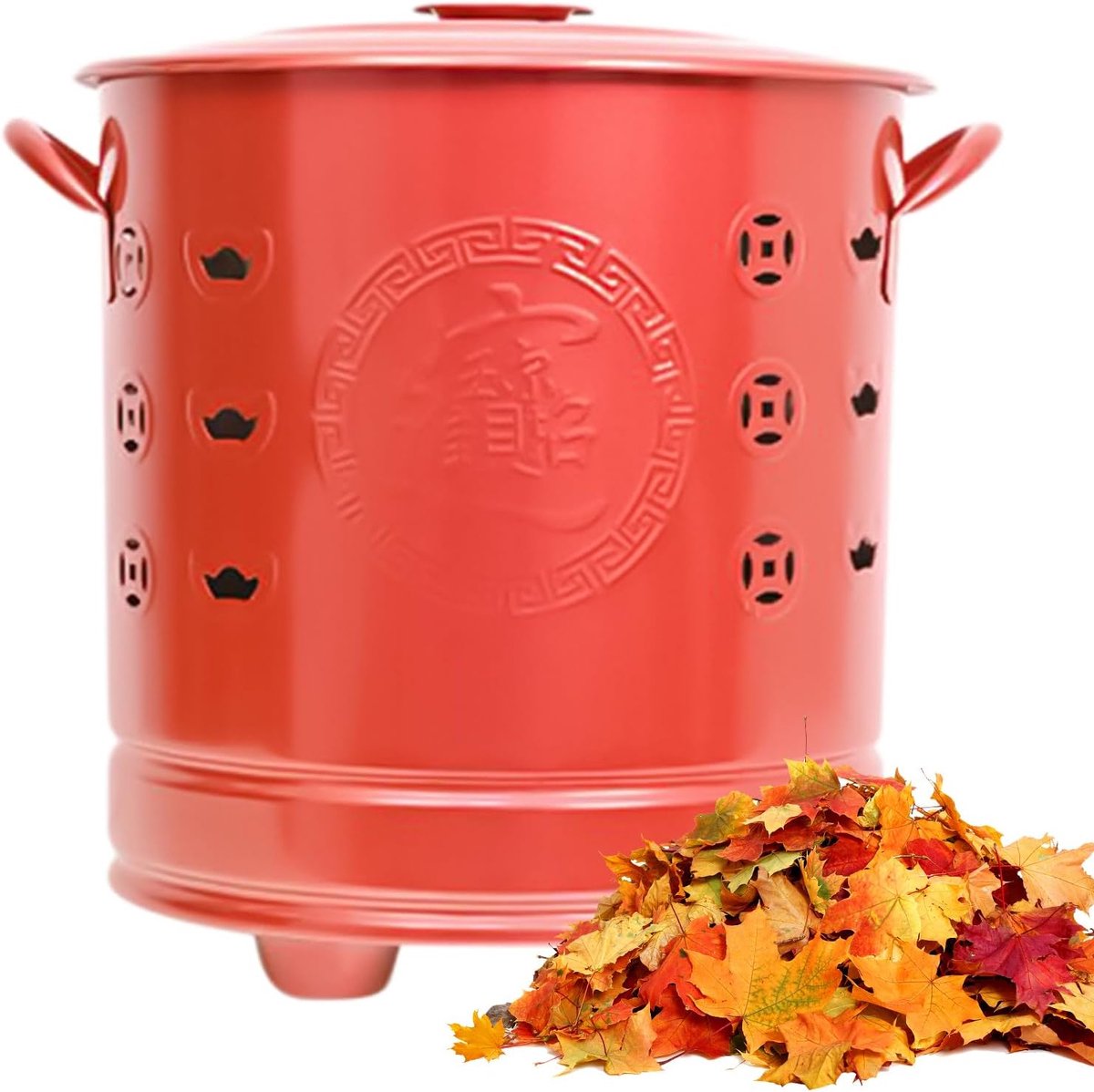 Brandvaten voor buiten - Afvalverbrander Tuin - Afval verbranden - Efficiënte verbranding - 32 x 27 x 32 cm - Rood