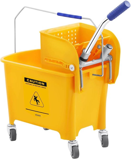 Poetswagen met pers - Reinigingskar - Vloeren reinigen - Hoge capaciteit - 20 Liter emmer - Geel — afbeelding 2