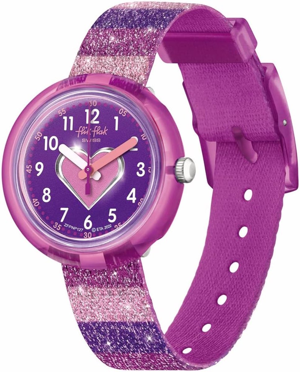 Kinderhorloge - Unisex polshorloge - Dagelijks gebruik - Met glitter details - 23.4 x 4.5 x 2.7 cm - Metaalkleurig