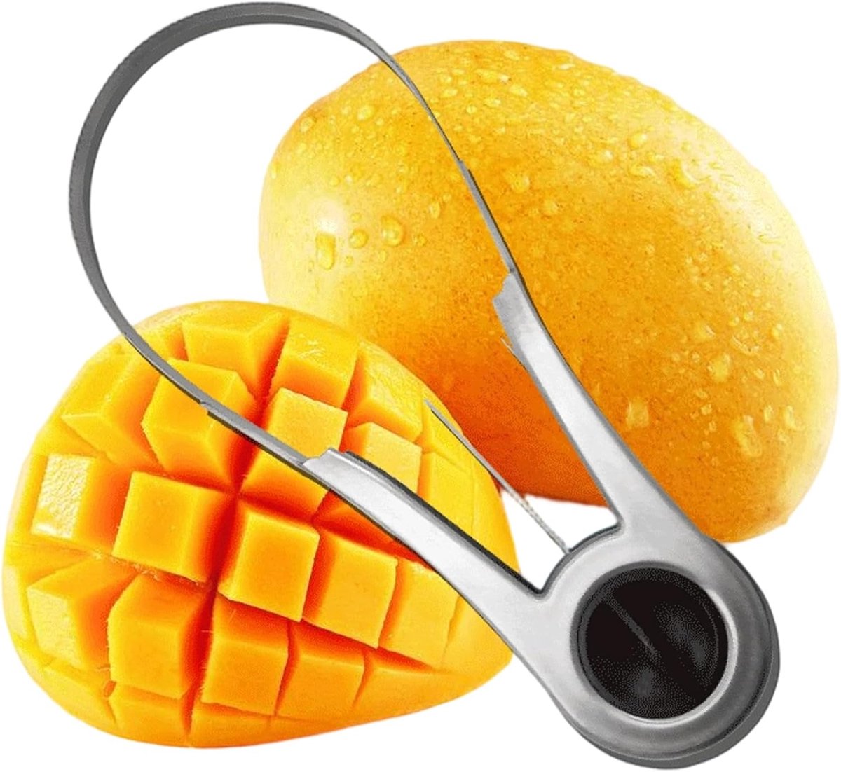 Mango Snijder - Fruit Divider - Snel Fruit Snijden - Roestvrij Staal - 18.5 x 8.5 cm - Zilver