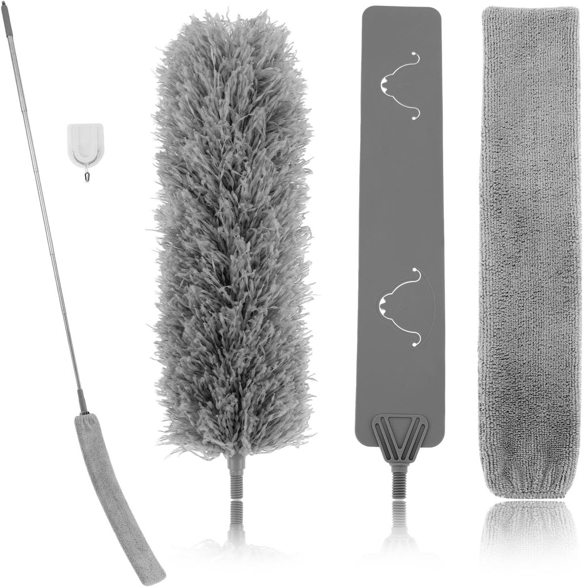 Stofdoek Set - Plumeau - Diep Reinigen - Uitschuifbare Stang - 41-210 cm - Grijs