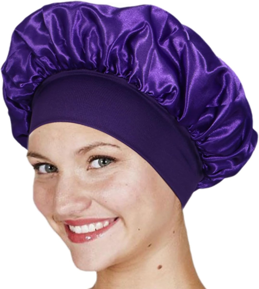 Satijnen Haarhanddoek - Slaap Haarband - Glad Haar - Anti-kroes Effect - 28x25 cm - Paars