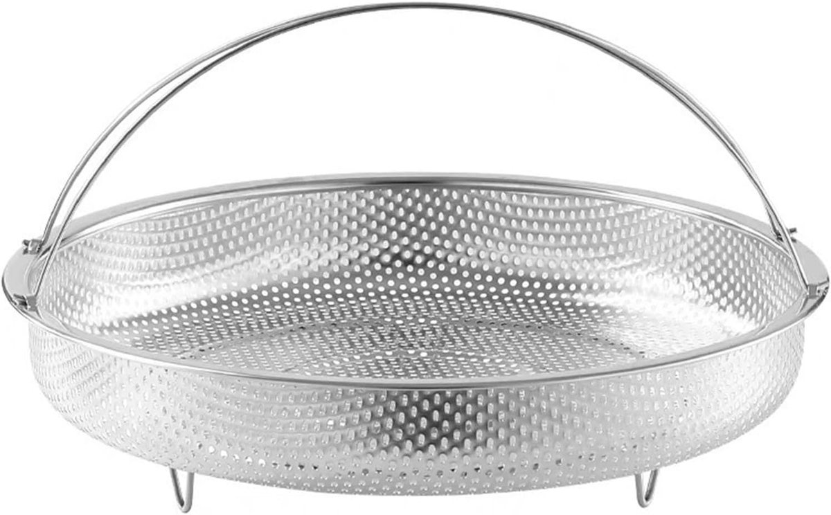 Stoommand Roestvrijstaal - Fruitzeef Groentewasmand - Gezond Koken - Fijnmazig Ontwerp - 22.5cm Diameter - Zilver