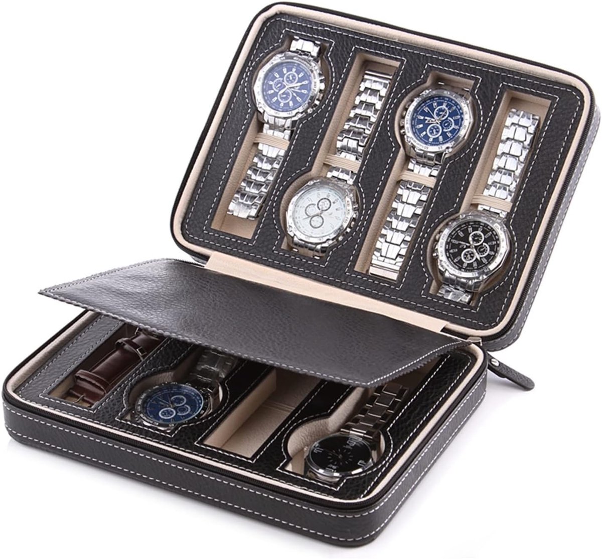 Horlogedoos Opbergdoos - Horloge Houder - Sieraden Organiseren - Verwijderbare Kussens - 24 x 18.5 x 6cm