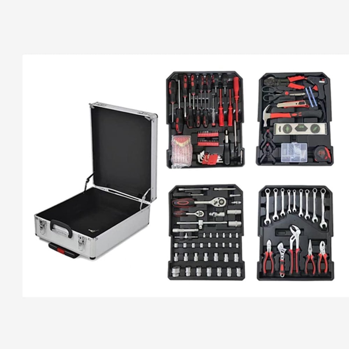 Gereedschapset Aluminium - Handgereedschap Trolley - Klussen Thuis - 186 Delige Set - Zilver