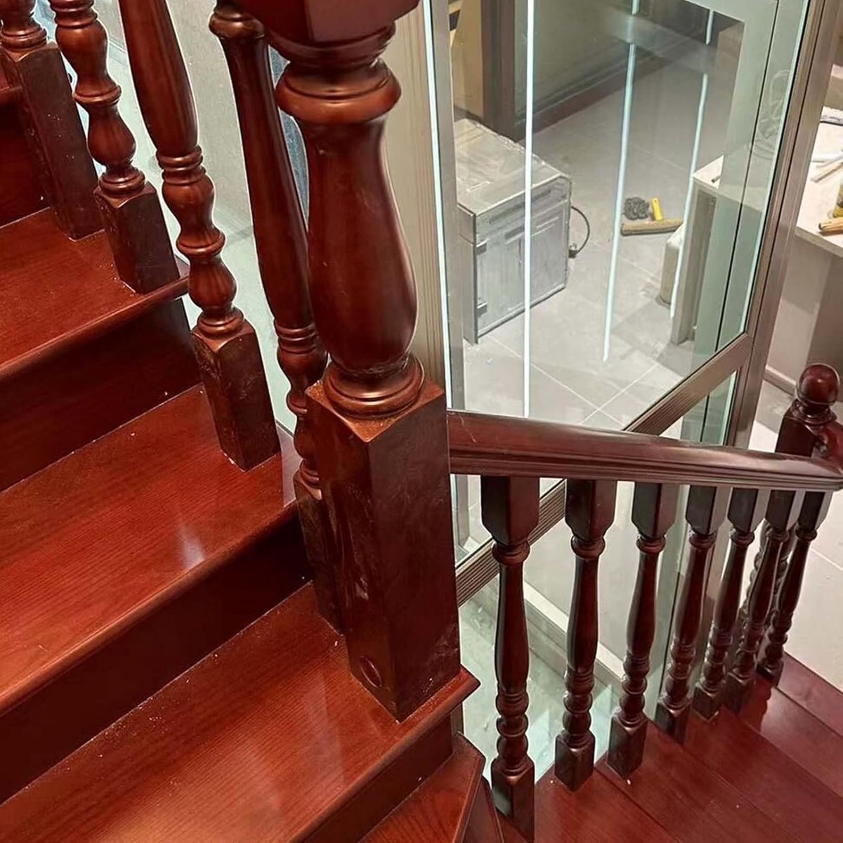 Houten Balusterspil - Traprenovatie Onderdelen - Binnen Decoratie - Massief Hout - 95cm Hoog - Bruin