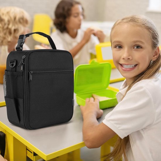 Isolerende Lunchtas - Voedseltas Koeltas - Lunch Meenemen - Verstelbare Schouderband - 6.8 Liter Capaciteit - Zwart — afbeelding 3