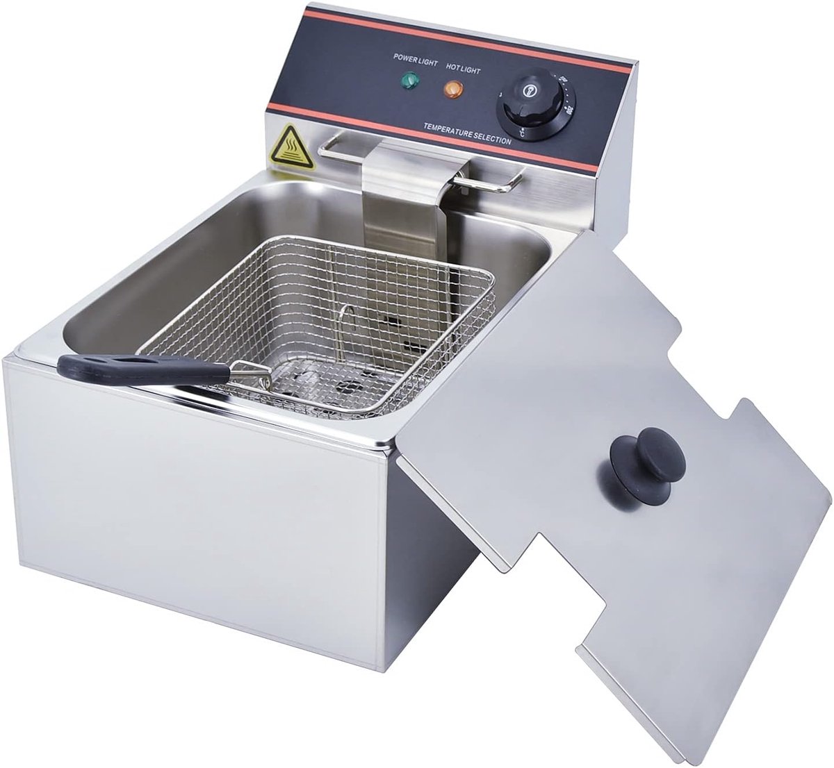 Elektrische Friteuse - Professionele Frituurpan - Commercieel Gebruik - Instelbare Thermostaat - 6 Liter Tank - Zilver