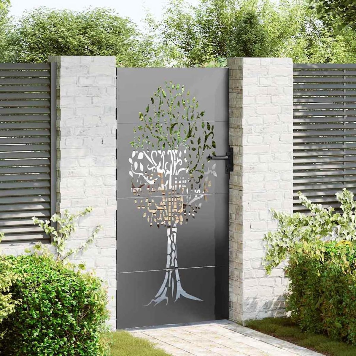 Tuinpoort Dubbel - Veiligheidshek Staal - Toegang Beveiligen - Gepoedercoat - 100x200cm - 
