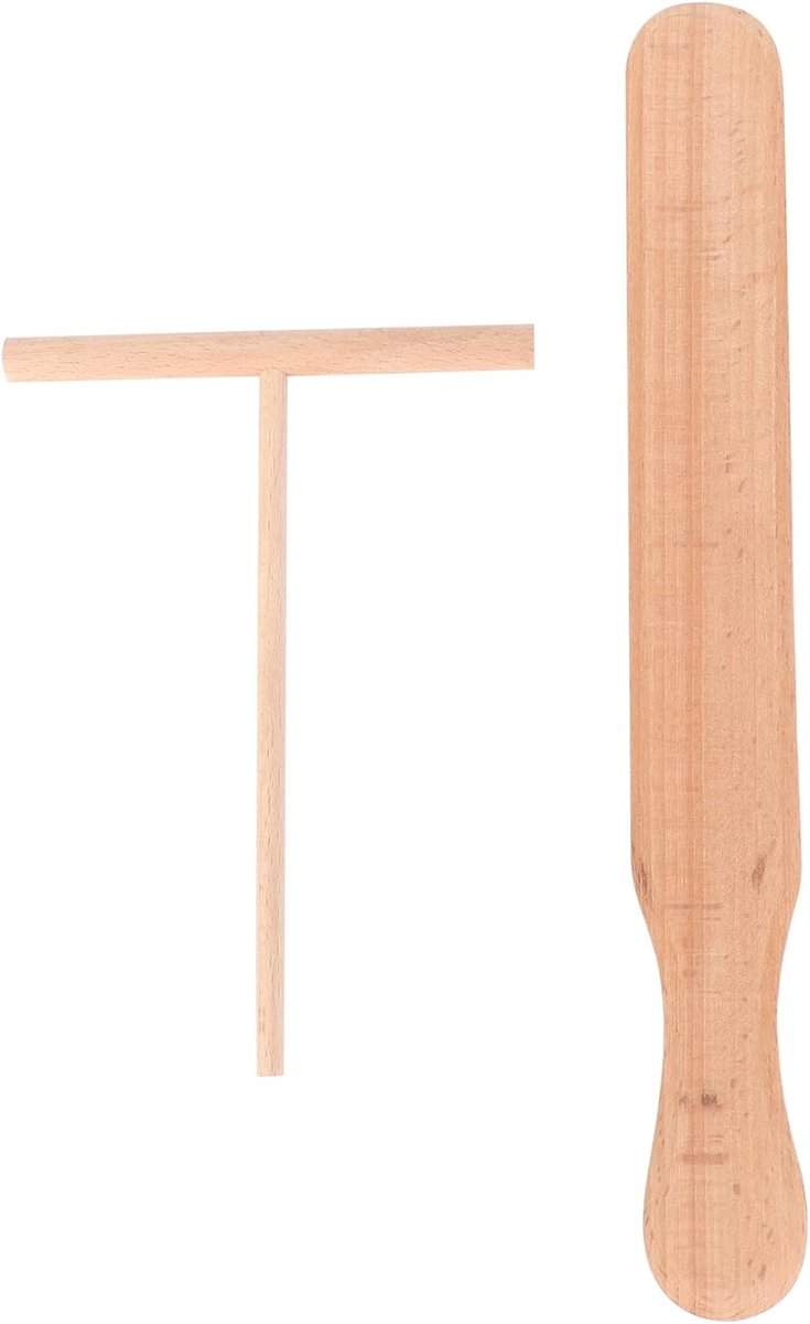 Pannenkoek Spatels - Keukengerei Set - Bakken En Serveren - Glad Gepolijst Oppervlak - 30 Cm Lengte - Houtkleur