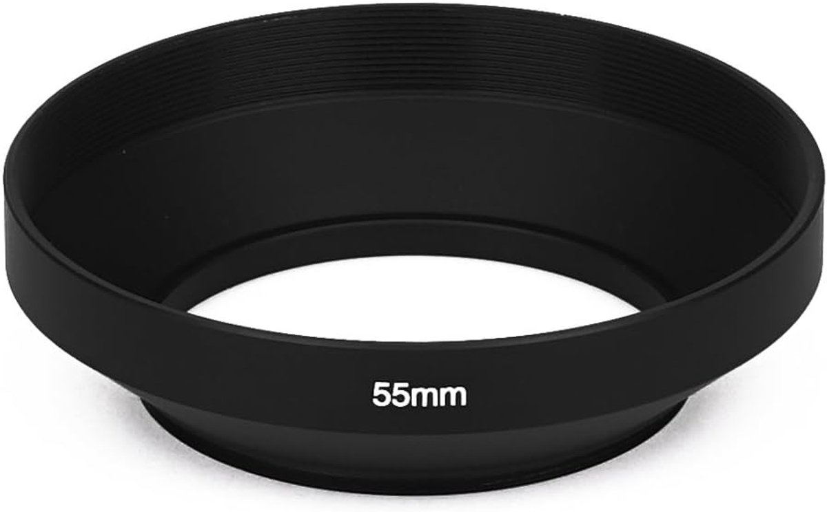 Groothoek Zonnekap - Lens Scherm - Betere Foto's - Metaal Constructie - 55 mm - Mat Zwart
