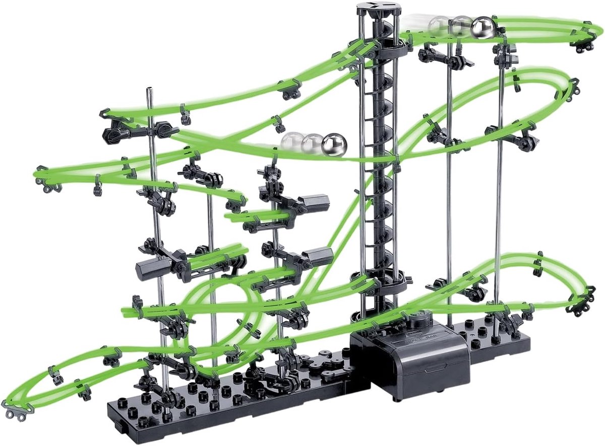 Achtbaanspeelgoed - Bouwset Labyrint - Educatief Spelen - Met Motorfietsset - 78 x 16 x 33 cm - Zwart Groen