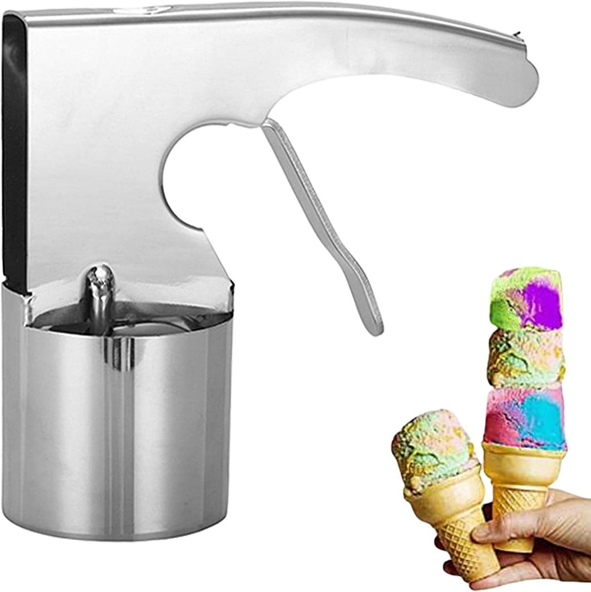 IJslepel - Ijsschep - Desserts Maken - Grote Capaciteit Cilinder - 305g Gewicht - Zilver