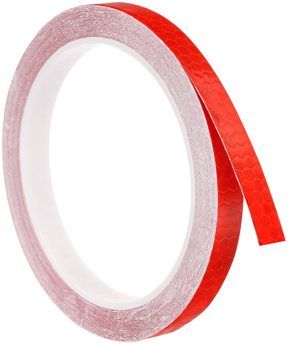 Reflecterend tape - Veiligheidstape - Reflectietape - Voor auto en fiets - Verlichting - Zichtbaar in het donker / op de weg - 5 meter - Rood - Reflective tape - Jonyx