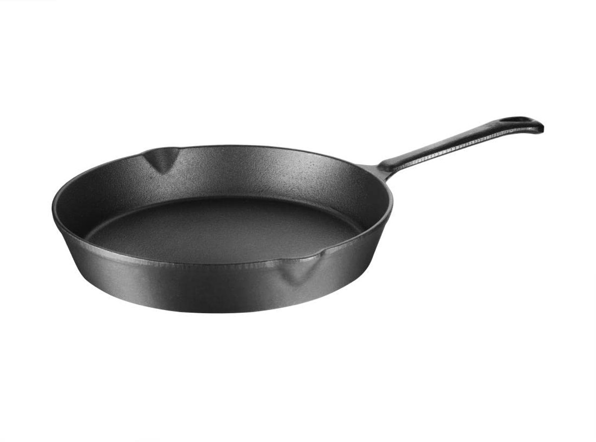 Koekenpan Gietijzer - Koekenpan Rond - Sauteren Frituren - Antikleef Laag - 26.7 cm Diameter - Zwart