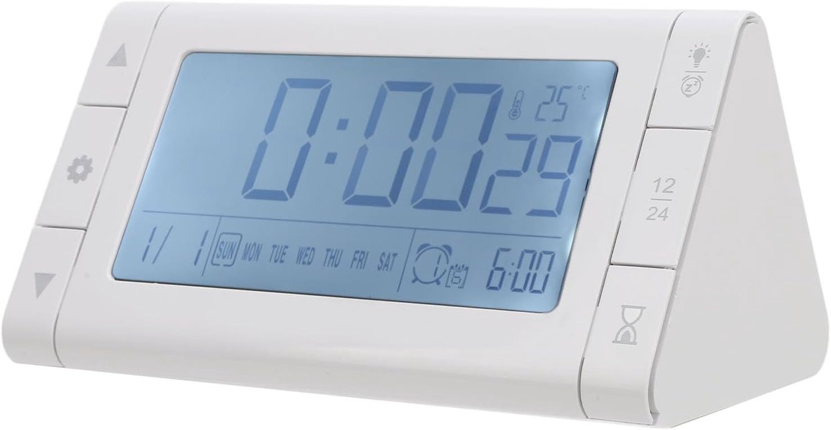 Digitale Wekker met 3 Alarmen, Groot Display, Snooze en Temperatuur (Batterijgevoed)