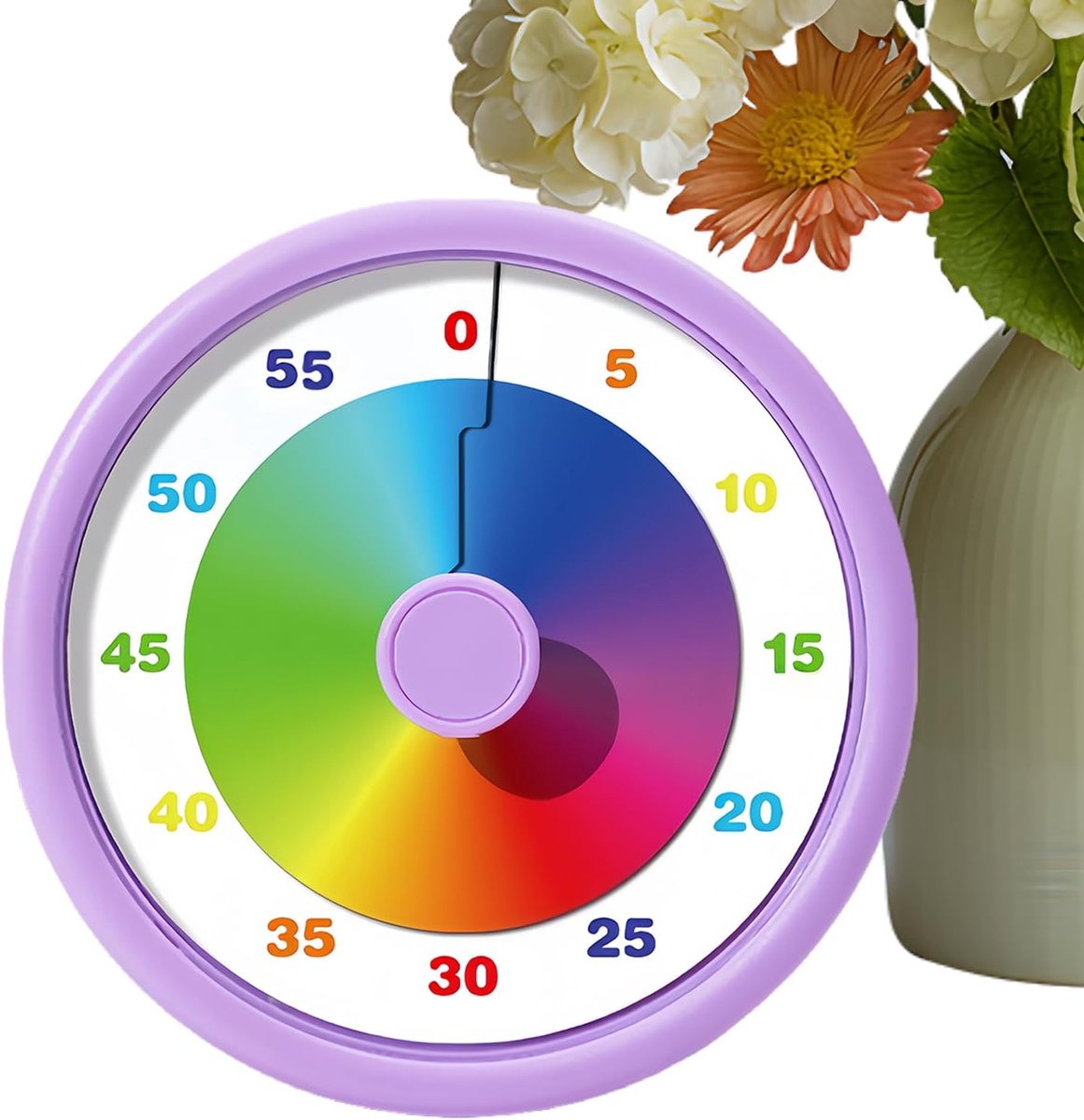 Visuele Timer - Aftelklok Kinderen - Tijd Management - Stil Werking - 103 cm Diameter - Paars