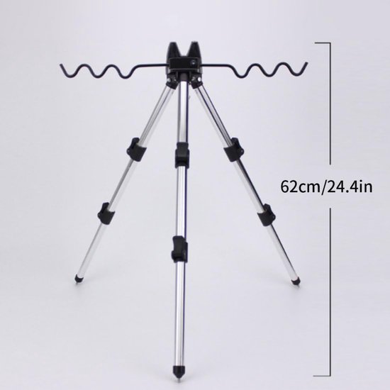 Vishengel Steun - Vismolens Houder - Vissen aan Zee - Verstelbaar & Stabiel - 33-62 cm - Zilver — afbeelding 3
