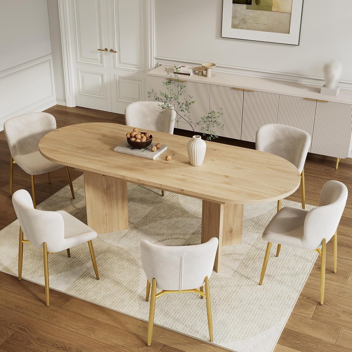 Uittrekbare Eettafel - Eetkamertafel Keukentafel - Gezellig Tafelen - Afgeronde Hoeken Dik - 160 Tot 200cm - Stijl A