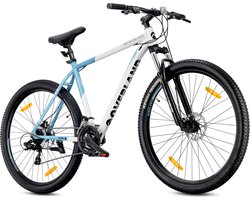 Tatra Bikes Mountainbike 29″ Overland, MTB-fiets voor dames en heren, fiets 29″ – 21 inch aluminium frame, 21 versnellingen, schokdemper, schijfremmen – Wit-Blauw