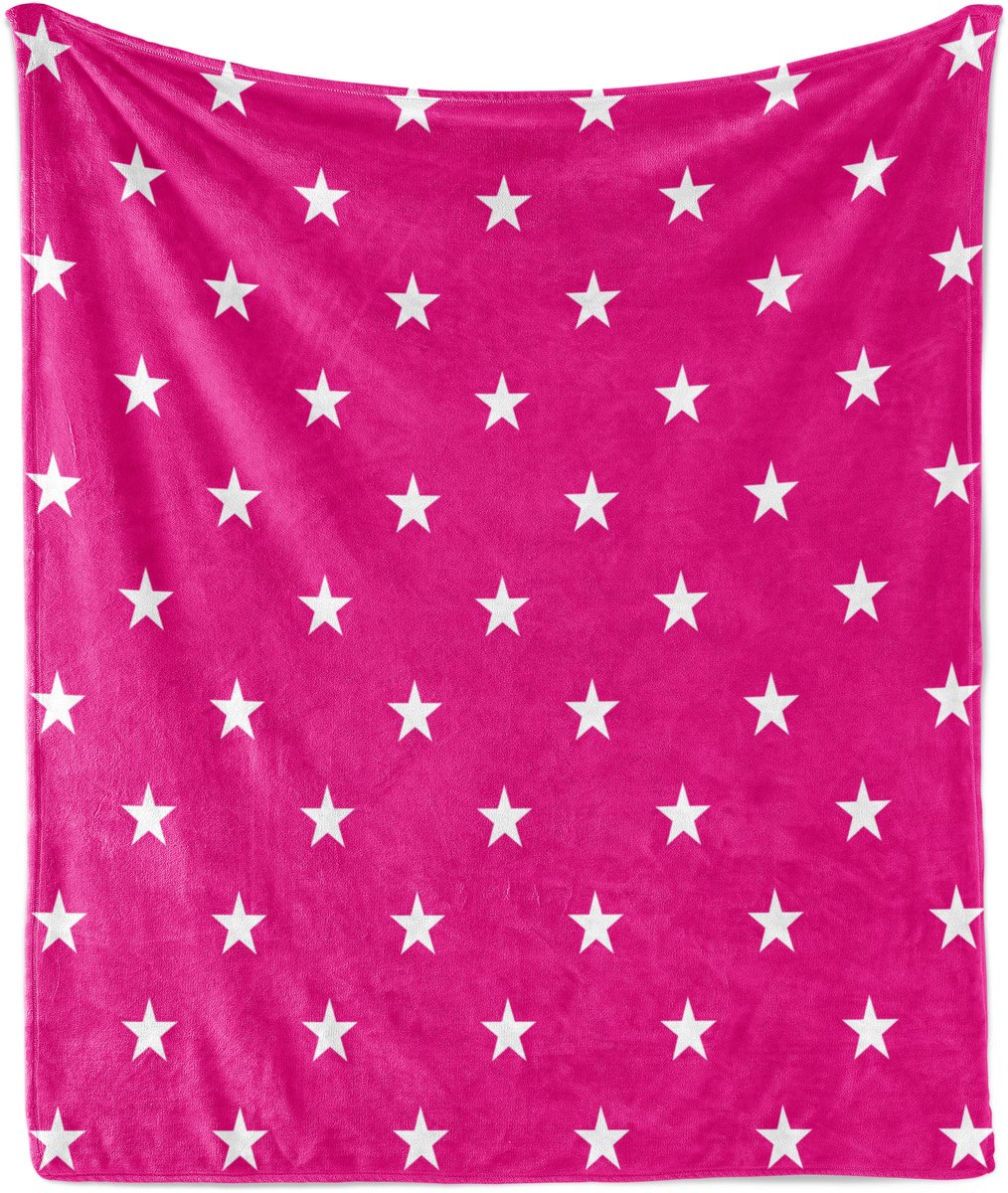 ABAKUHAUS Felroze Zachte Flanellen Fleece Deken, Witte Sterren, Meisjesachtig, Gezellige Pluche Plaid, 175 x 230 cm, Roze Wit