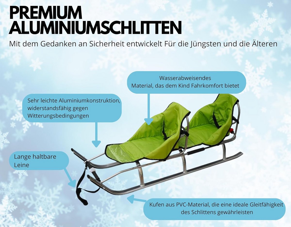 Lichte Aluminium 2-in-1 Dubbele Slee met Rugleuning en LED Verlichting