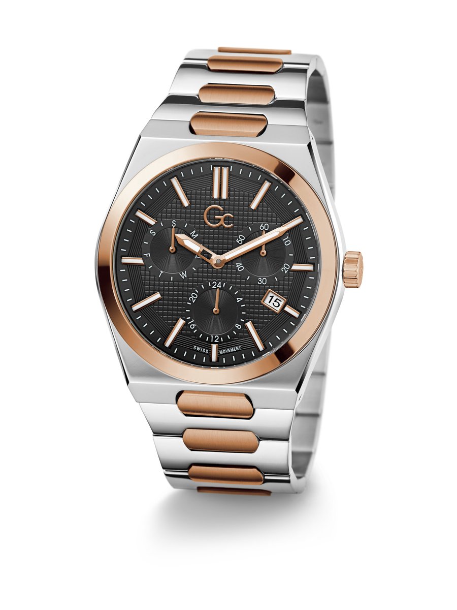 Gc Gc Prodigy Multi-Function Watch Zilver En Roségoud Case: 100% Roestvrij Staal | Armband: 100% Roestvrij Staal 44 mm Z40001G2MF