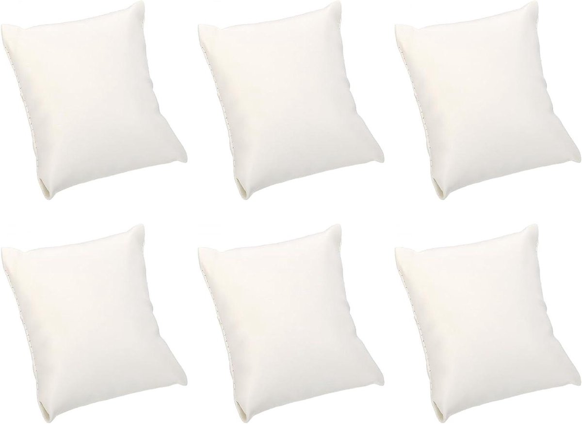 Allecto - Armband Horloges - Opbergmogelijkheid - PU Leder - Sieraden Display - Armbanden - Geschikt voor - Wit - 6 Stuks Armband Horloges Kussen 8,9 cm x 8,9 cm PU Leder Sieraden Display Kussen voor Armbanden Kussen Display Opslag Wit