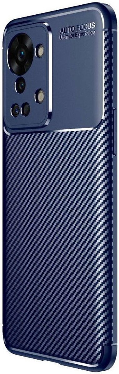 OnePlus Nord 2T Hoesje Siliconen Carbon TPU Back Cover Blauw