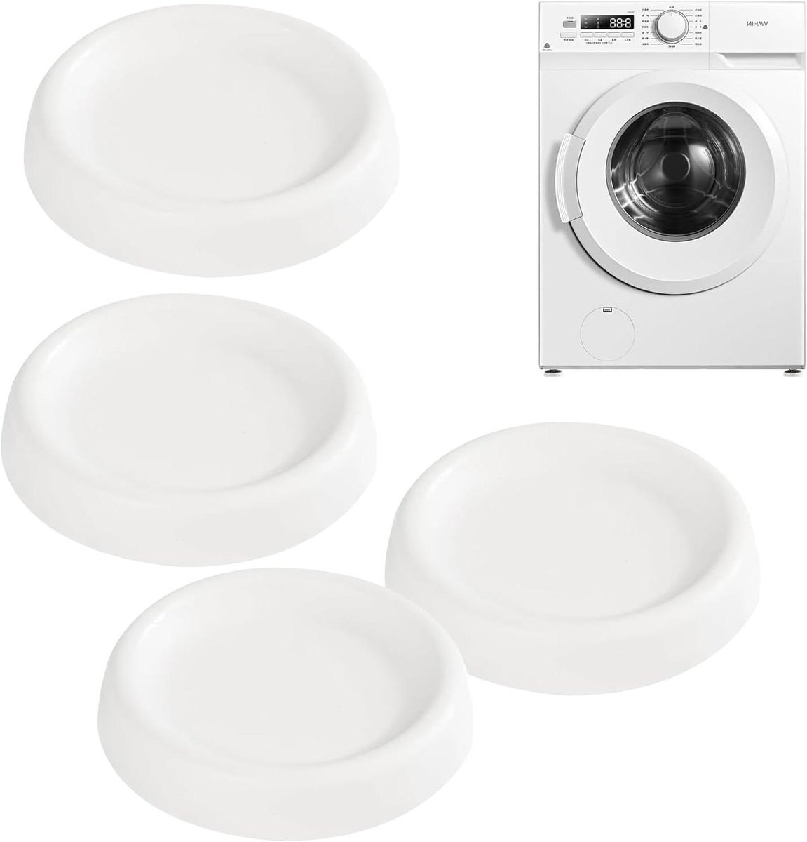 Set van 4 anti-vibratie rubberen voetjes voor wasmachine - Universeel en duurzaam - Voorkomt trillingen - 4,5 cm bovenkant en 6,5 cm onderkant