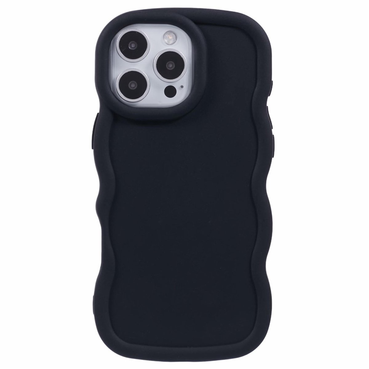 Hoesje geschikt voor Apple iPhone 16 Pro Max - Phonesta Wavy Silicone Back Cover - Zwart