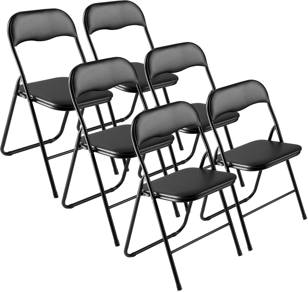 Vevor 6 Stuks Opvouwbare Stoel, Leren Stoel, Draagbare Tuinstoel, Kampeerstoel, Zwart VEVOR