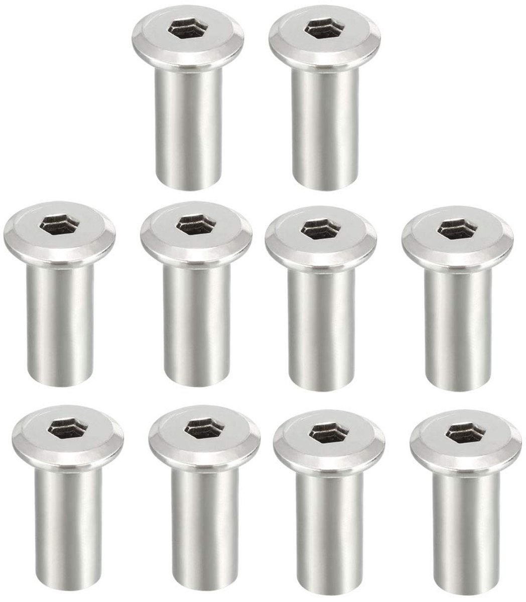 25 stuks 18 mm lang M6 niet hex kantschroef cilinder moer meubelbeslag M8x20mm-10pcs