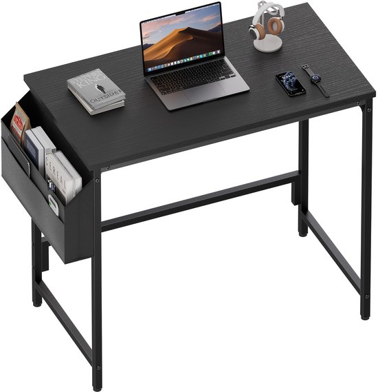 Modern Bureau met Opbergtas & Verstelbare Voetjes - Ruimtebesparend Compact Bureau Geschikt voor Thuiswerkplek,