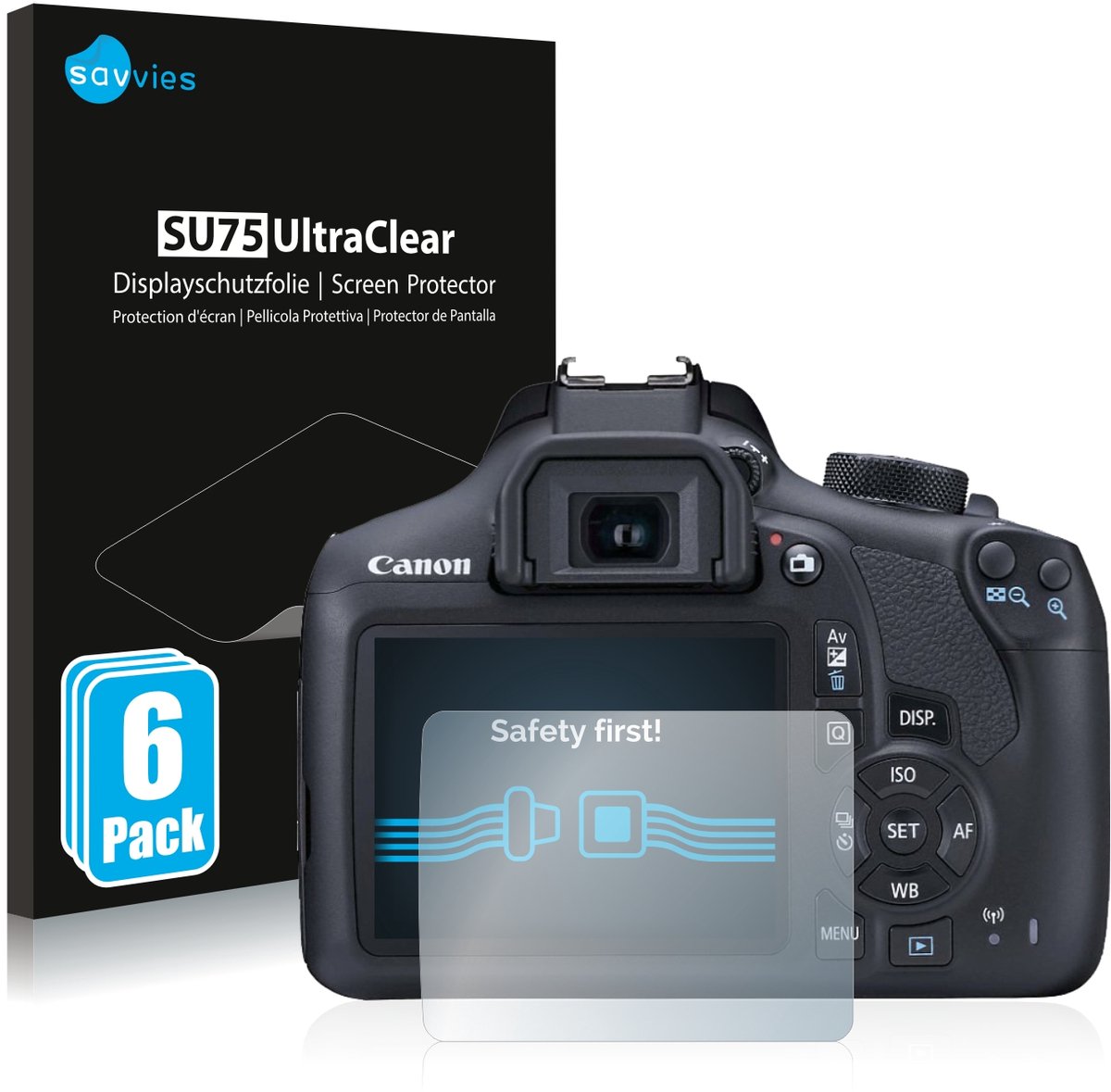Savvies - Screenprotector voor Canon EOS 1300D - Folie Beschermfolie transparant 6 Stuks