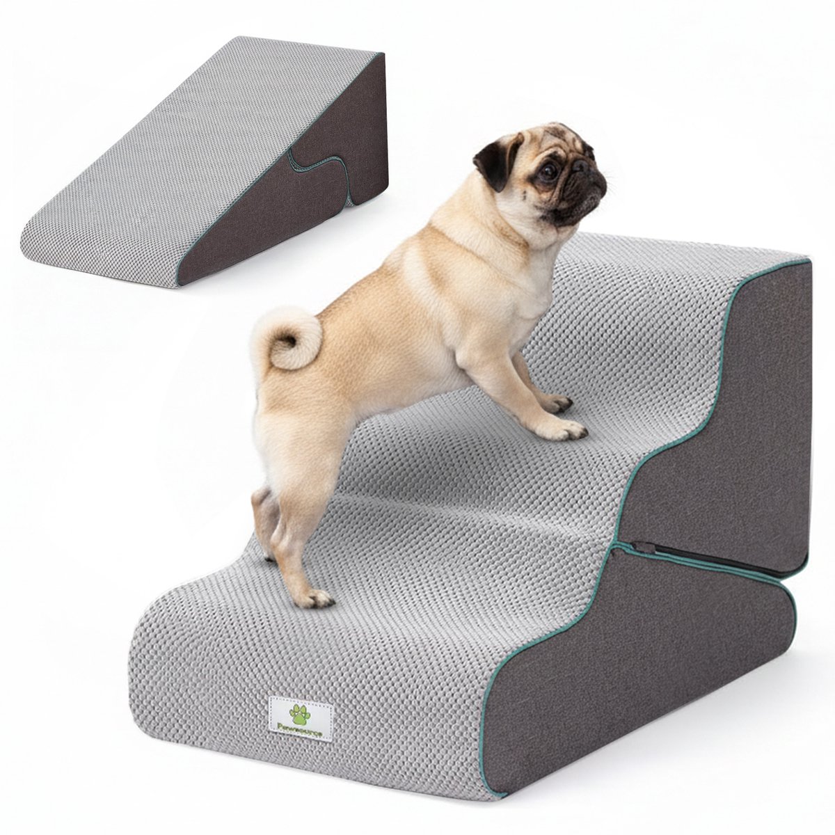 Pawsource hondentrap - 2-in-1 transformeerbare 3-treden huisdierentrap - Grijs