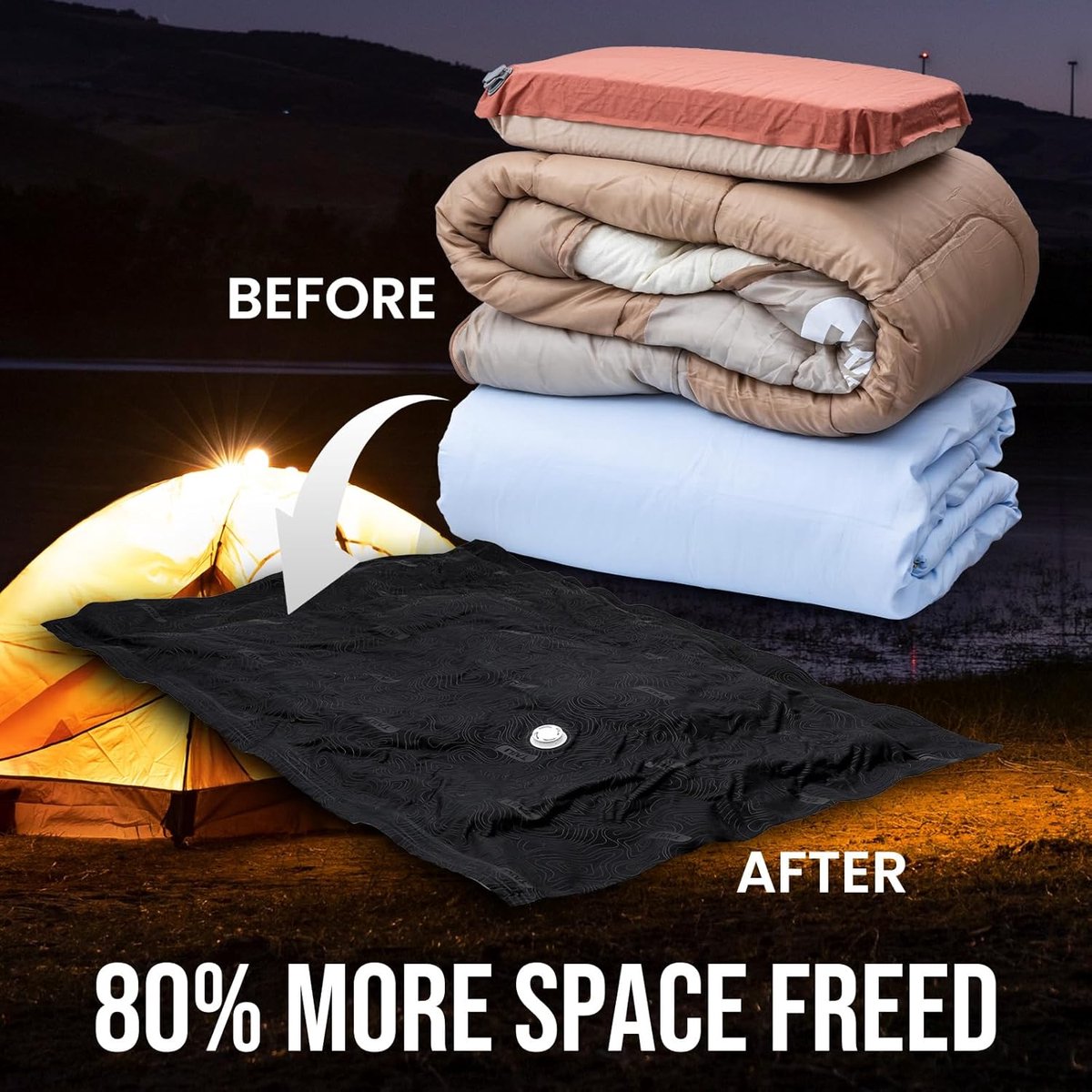 Famanu – Vacuüm opbergzakken voor buiten - 5-pack Jumbo 100 x 74 cm - scheurbestendige reisstofzuigerzakken - herbruikbare compressiezakken voor reizen - kleding - kamperen - waterdicht - slijtvast