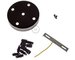 LEDatHOME - Cilindrische metalen 5-gats plafondkap – Zwart glanzend