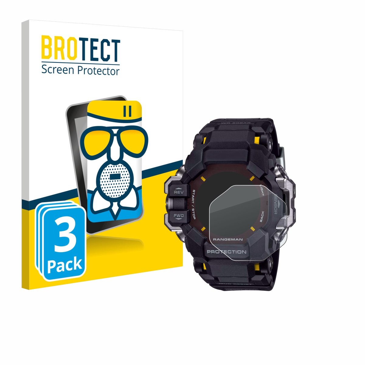 BROTECT - Screenprotector voor Casio G-Shock GPR-H 1000 - Folie Beschermfolie Beschermglas matte 3 Stuks