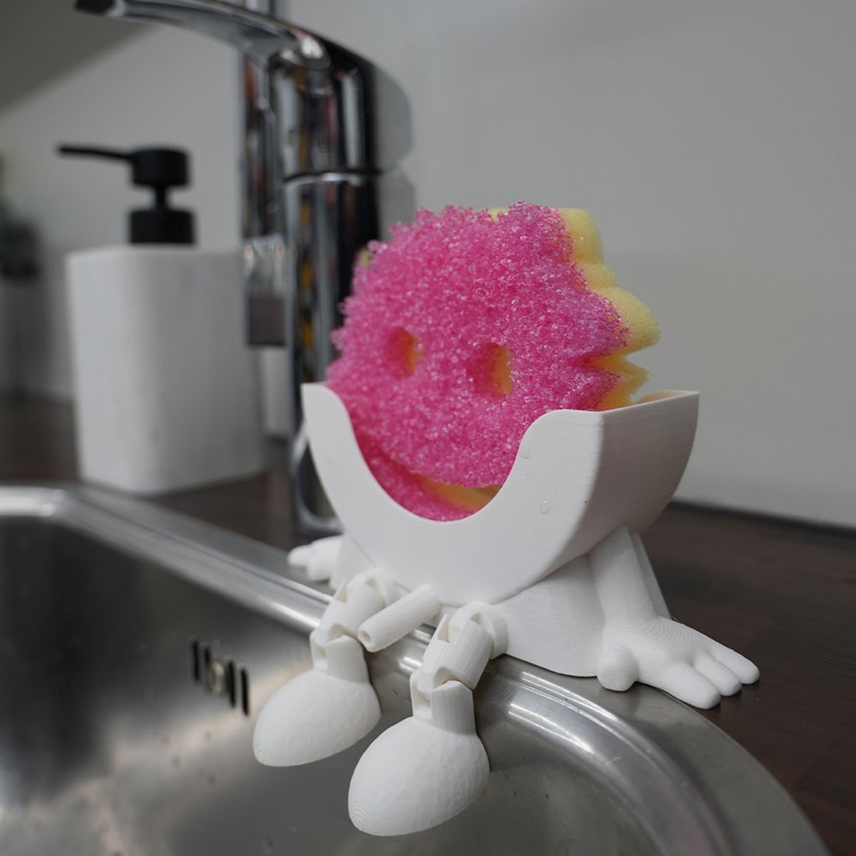 Scrub Daddy Schoonmaakspons houder funny met wateruitloop - Ivoor Wit