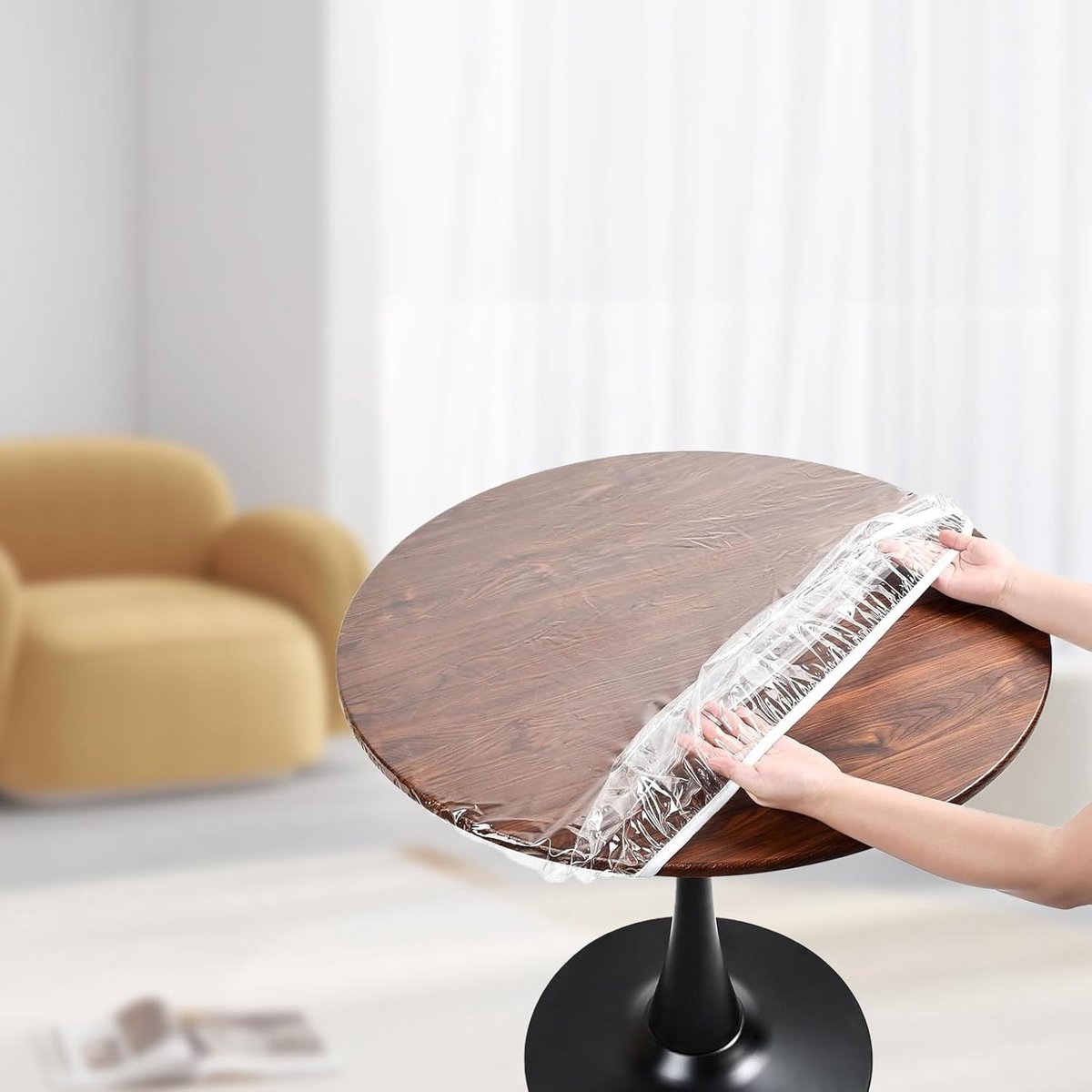 Rond Tafelkleed Transparant met Elastiek voor Ronde Tafels (Ø 90-110 cm)