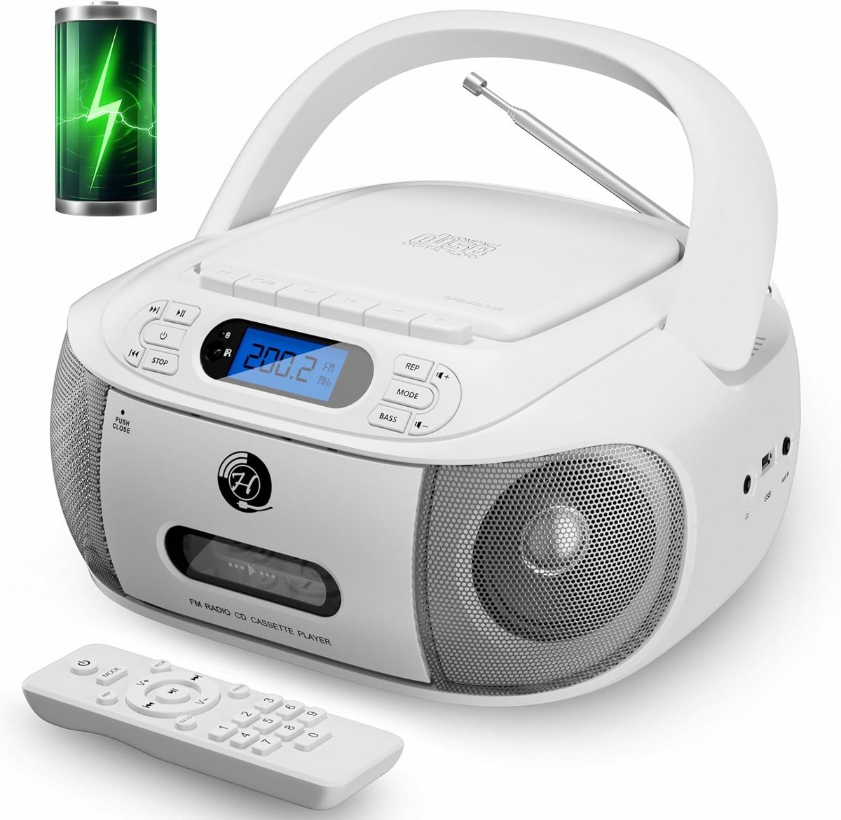 Draagbare CD Cassette Speler met Bluetooth en FM Radio