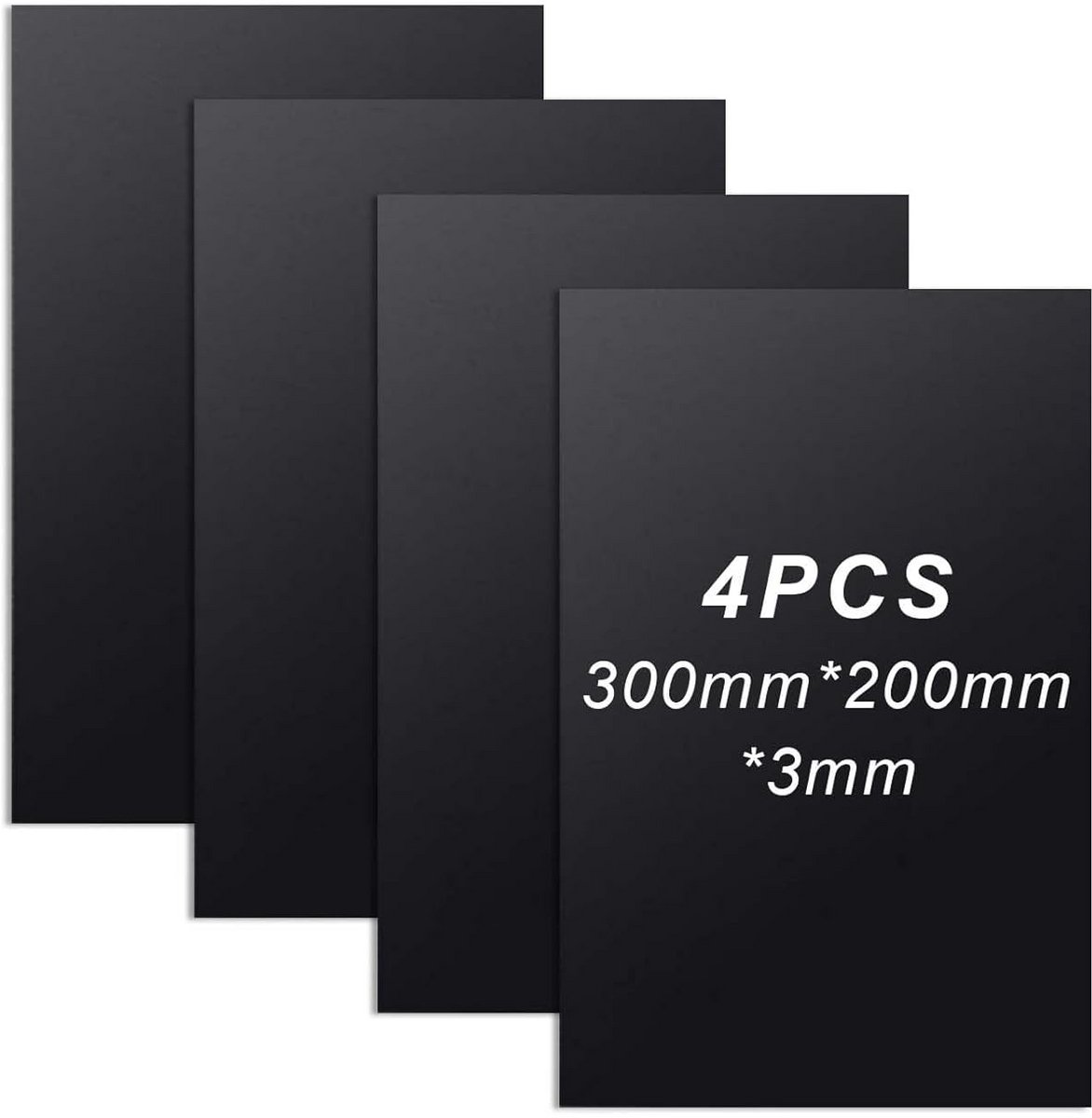 4x Zwarte ABS Kunststof Plaat 300x200mm Dik (3mm) - Hoge Hardheid en Duurzaam